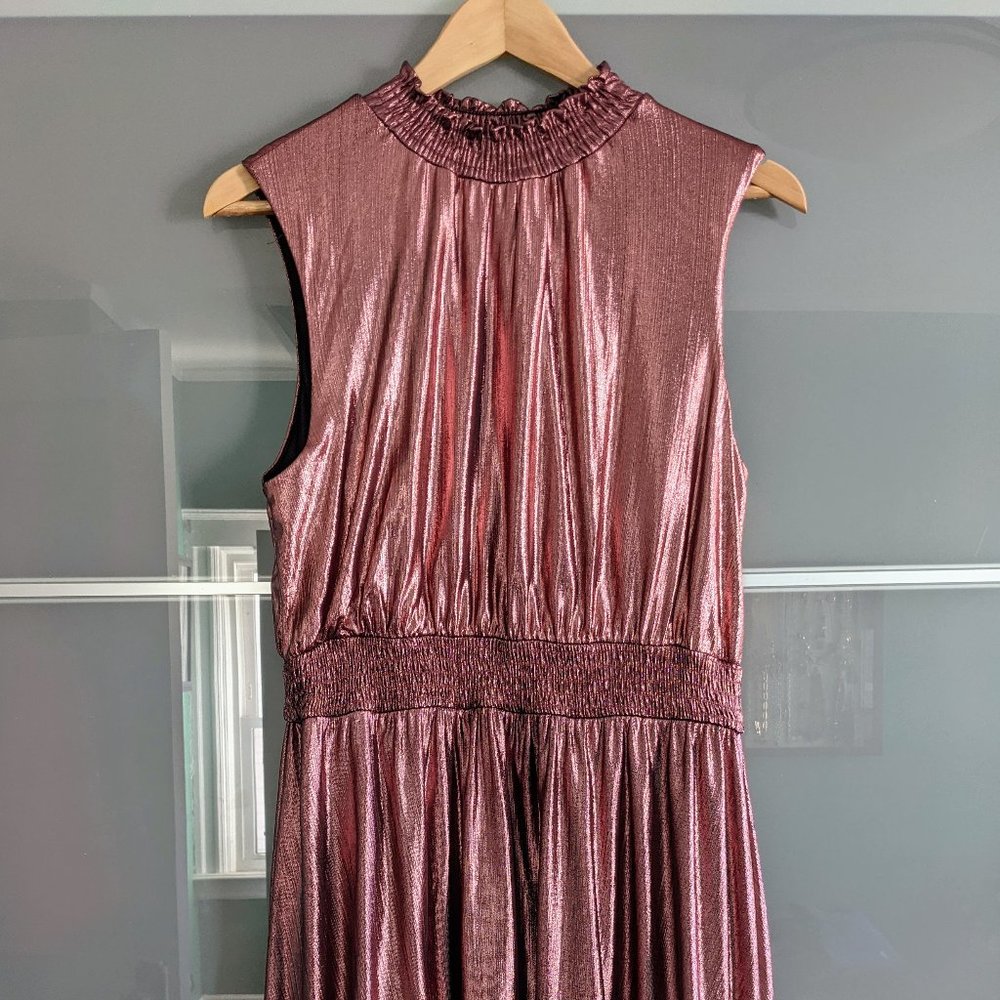 Blush Metallic Mock Neck Dress